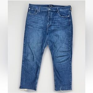 GAP Denim Women’s Sz 16 33R High Rise Cheeky Straight Raw Hem Dark Stillwell